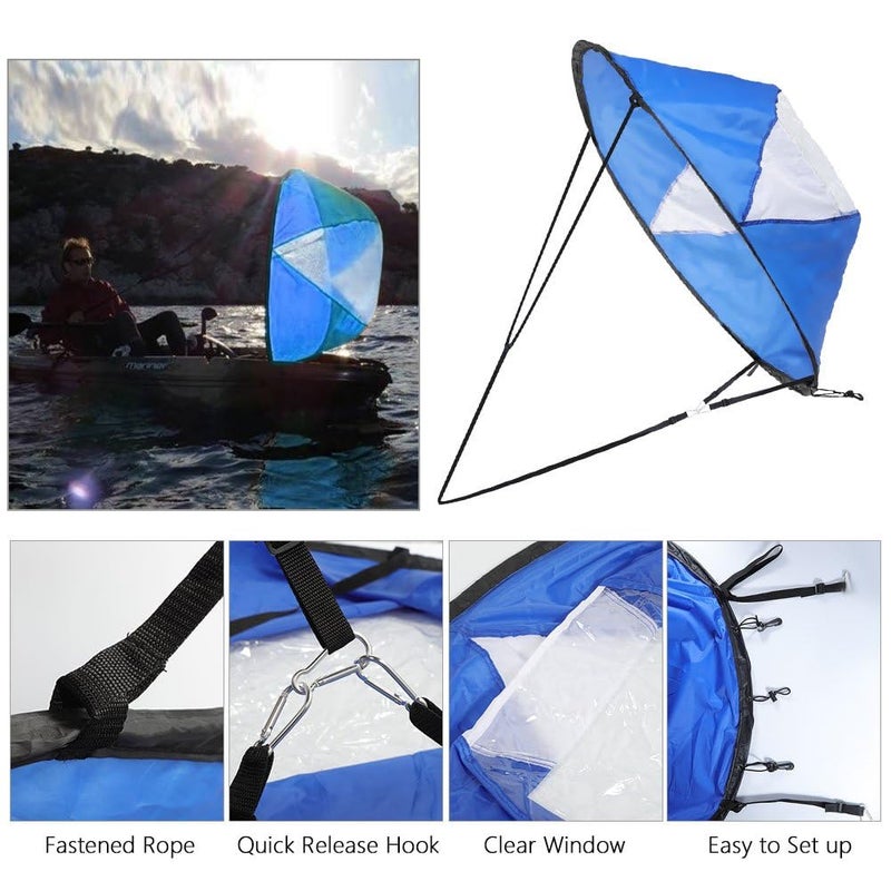 VGEBY 42Inch Wind Sail, Foldable Popup Board Paddle Downwind Sail Kit for Kayaks, Canoes, Inflatable Boats, Paddle Board Kayak Sail PVC Kayak Sail Blue Kayak Sail Kayak Sail Kayak Sail - Image 4